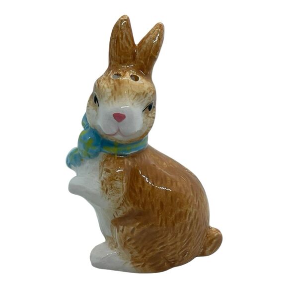 Vintage Brown Bunnies with Pink & Blue Bow around Neck Salt and Pepper Shakers - Picture 12 of 16